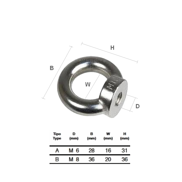 Κρίκος με Σπείρωμα Ντίζας (Μάπα) Ανοξείδωτος 8268