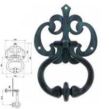 Ρόπτρο Πόρτας Κρίκος Πράσινο Αντικέ 110x100mm Amig 1