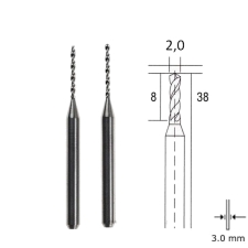 PROXXON 28328 2τμχ Τρυπάνια 2mm Καρβίδιο Βολφραμίου