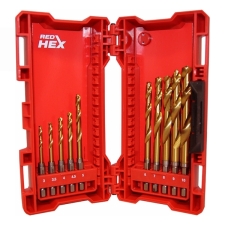 Milwaukee 48894759 Τρυπάνια Τιτανίου Σετ 10τμχ Shockwave HSS-G TiN Red Hex 1/4