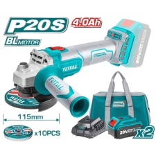 TOTAL TAGLI2011582 Γωνιακός Τροχός Φ115 20V Brushless με 2 Μπαταρίες 4Ah