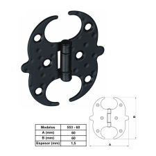 Μεντεσές Αντικέ Διακοσμητικός Μαύρος 60x60mm Ισπανίας Amig 553